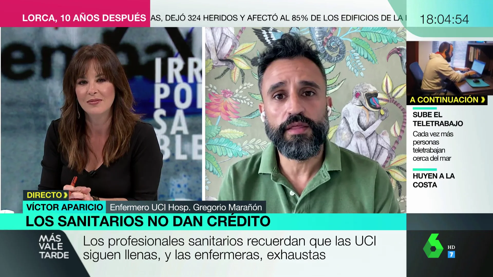 El enfermero Víctor Aparicio lamenta las fiestas tras el estado de alarma y advierte: "Este año, sí o sí, los sanitarios vamos a tener que descansar. Y nos van a poner en una tesitura muy desagradable"