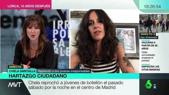 Hablamos con Chela Santalla, la joven viral por reprender a dos irresponsables de fiestas tras el estado de alarma: "Se ha confundido libertad con libertinaje" Hablamos con Chela Santalla, la joven viral por reprender a dos irresponsables de fiestas tras el estado de alarma: "Se ha confundido libertad con libertinaje"