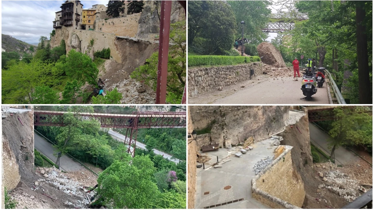 Así ha quedado el principal acceso a las Casas Colgadas de Cuenca tras el derrumbe Así ha quedado el principal acceso a las Casas Colgadas de Cuenca tras el derrumbe