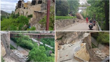 Así ha quedado el principal acceso a las Casas Colgadas de Cuenca tras el derrumbe