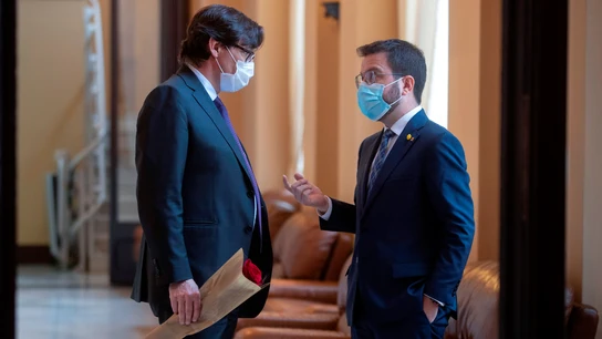 Diálogo entre Salvador Illa y Pere Aragonés. Diálogo entre Salvador Illa y Pere Aragonés.