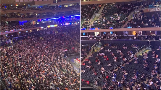 A la izquierda, público vacunado. A la derecha, aficionados no vacunados. A la izquierda, público vacunado. A la derecha, aficionados no vacunados.