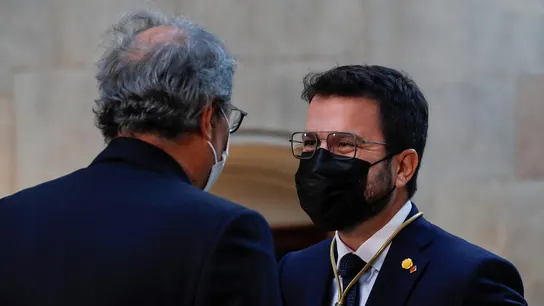 El expresidente de la Generalitat Quim Torra felicita a Pere Aragonès El expresidente de la Generalitat Quim Torra felicita a Pere Aragonès