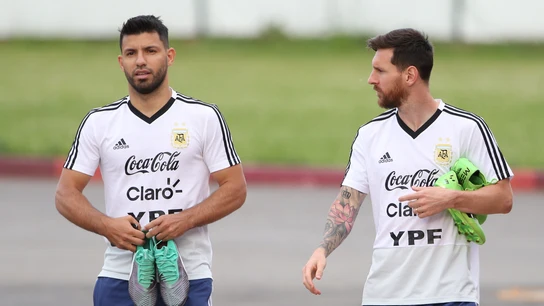 Kun Agüero y Leo Messi, con la selección argentina Kun Agüero y Leo Messi, con la selección argentina