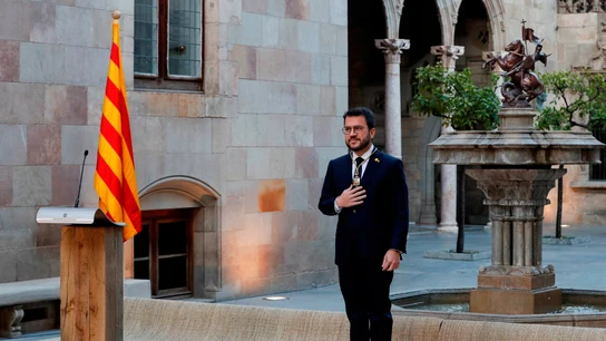 Pere Aragonès, durante la toma de posesión de su cargo como nuevo president de la Generalitat Pere Aragonès, durante la toma de posesión de su cargo como nuevo president de la Generalitat