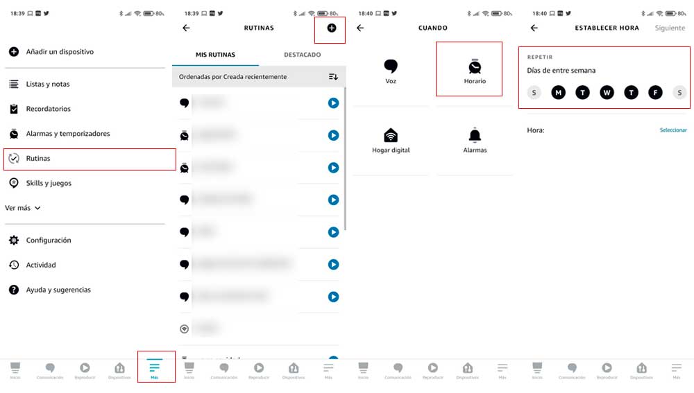 Creando rutinas con la App de Alexa