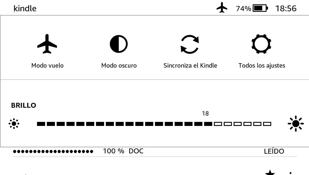 Ajustando el brillo en Amazon Kindle