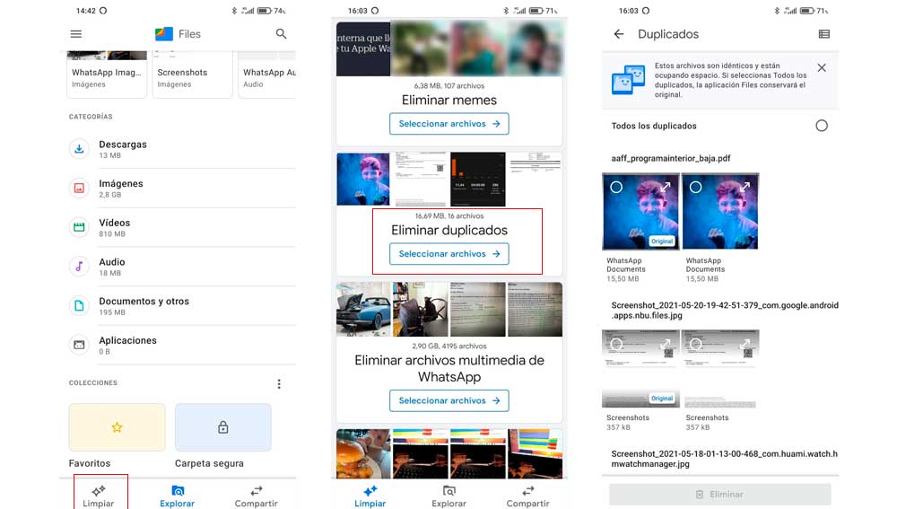 Eliminando duplicados con Google Files