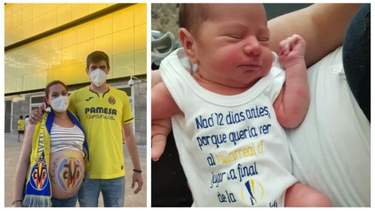 Hugo, el bebe 'groguet' que nació dos semanas antes "para poder disfrutar de la final contra el Manchester" Hugo, el bebe 'groguet' que nació dos semanas antes "para poder disfrutar de la final contra el Manchester"