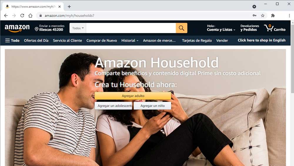 Crea tu Amazon Household y comparte tus ventajas Prime