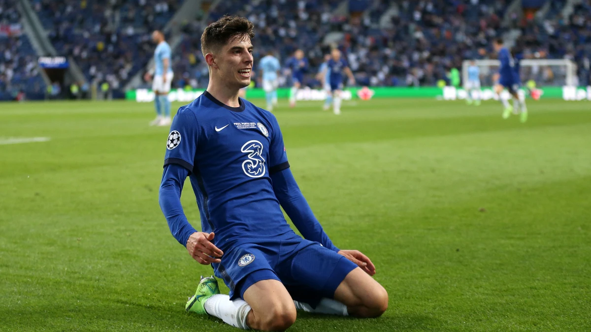 Havertz celebra un gol con el Chelsea