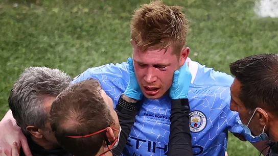 Kevin de Bruyne, con el ojo y el rostro inflamados Kevin de Bruyne, con el ojo y el rostro inflamados