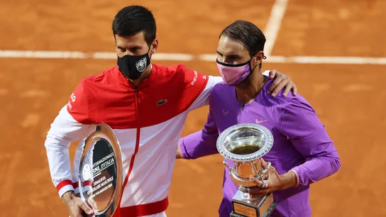 Novak Djokovic junto a Rafa Nadal, campeón del Masters 1000 de Roma Novak Djokovic junto a Rafa Nadal, campeón del Masters 1000 de Roma