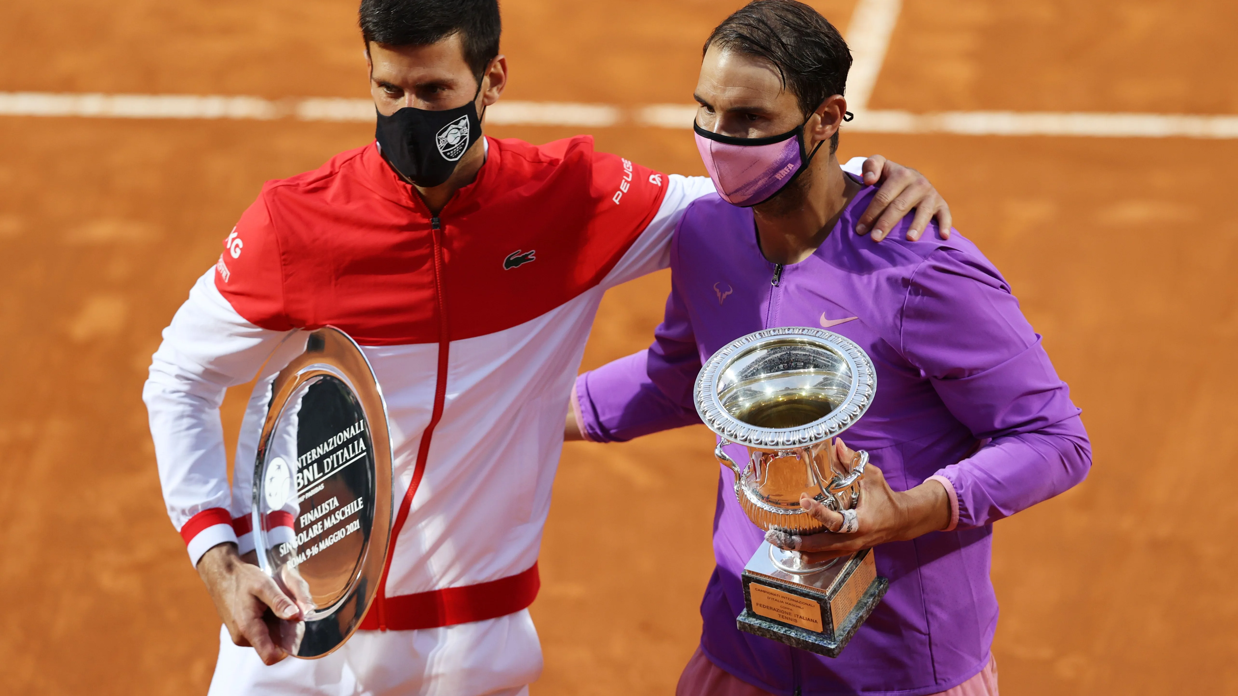 Novak Djokovic junto a Rafa Nadal, campeón del Masters 1000 de Roma