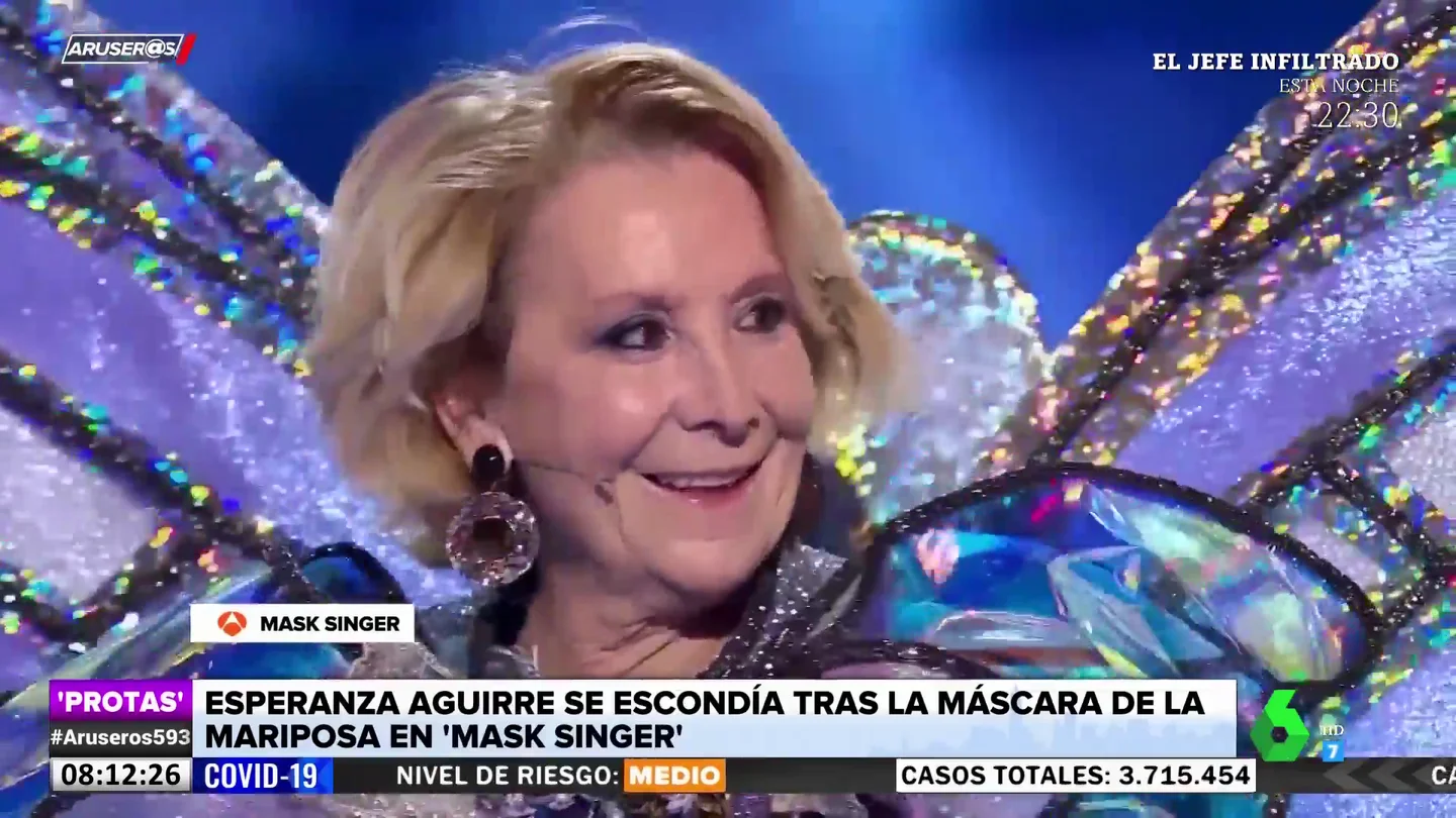 Mask Singer descubre a Esperanza Aguirre bajo la máscara de la Mariposa Mask Singer descubre a Esperanza Aguirre bajo la máscara de la Mariposa