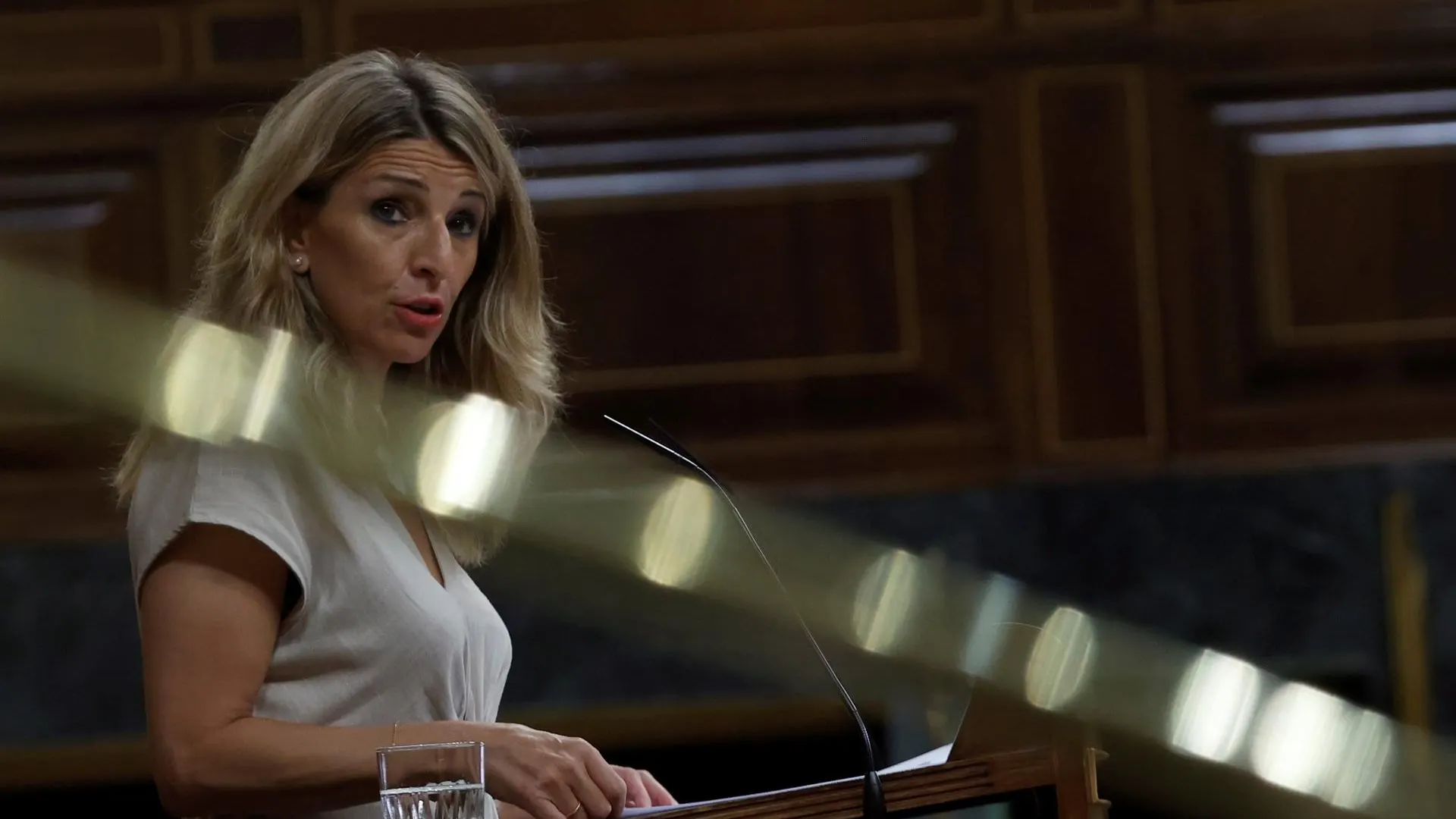 La ministra de Trabajo, Yolanda Díaz durante su intervención el pleno del Congreso de los Diputados.