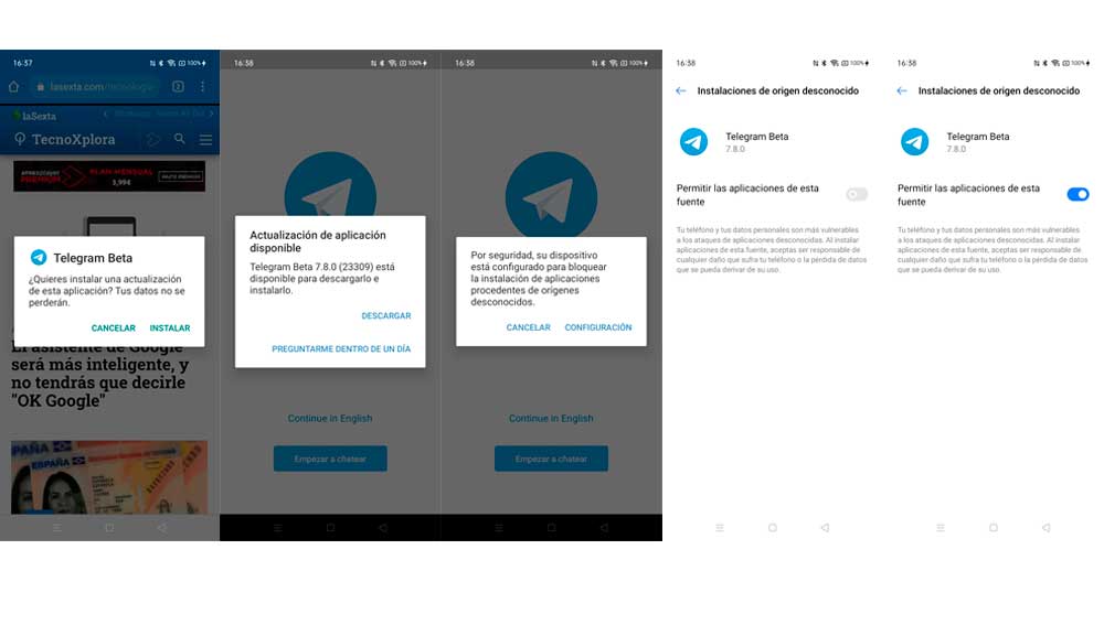 Actualizando Telegram sin necesidad de Google Play