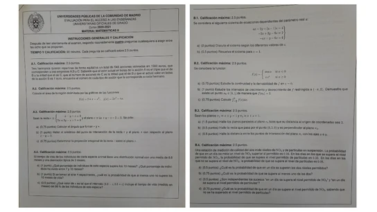 Examen de Matemáticas II de la EBAU de Madrid 2021 Examen de Matemáticas II de la EBAU de Madrid 2021