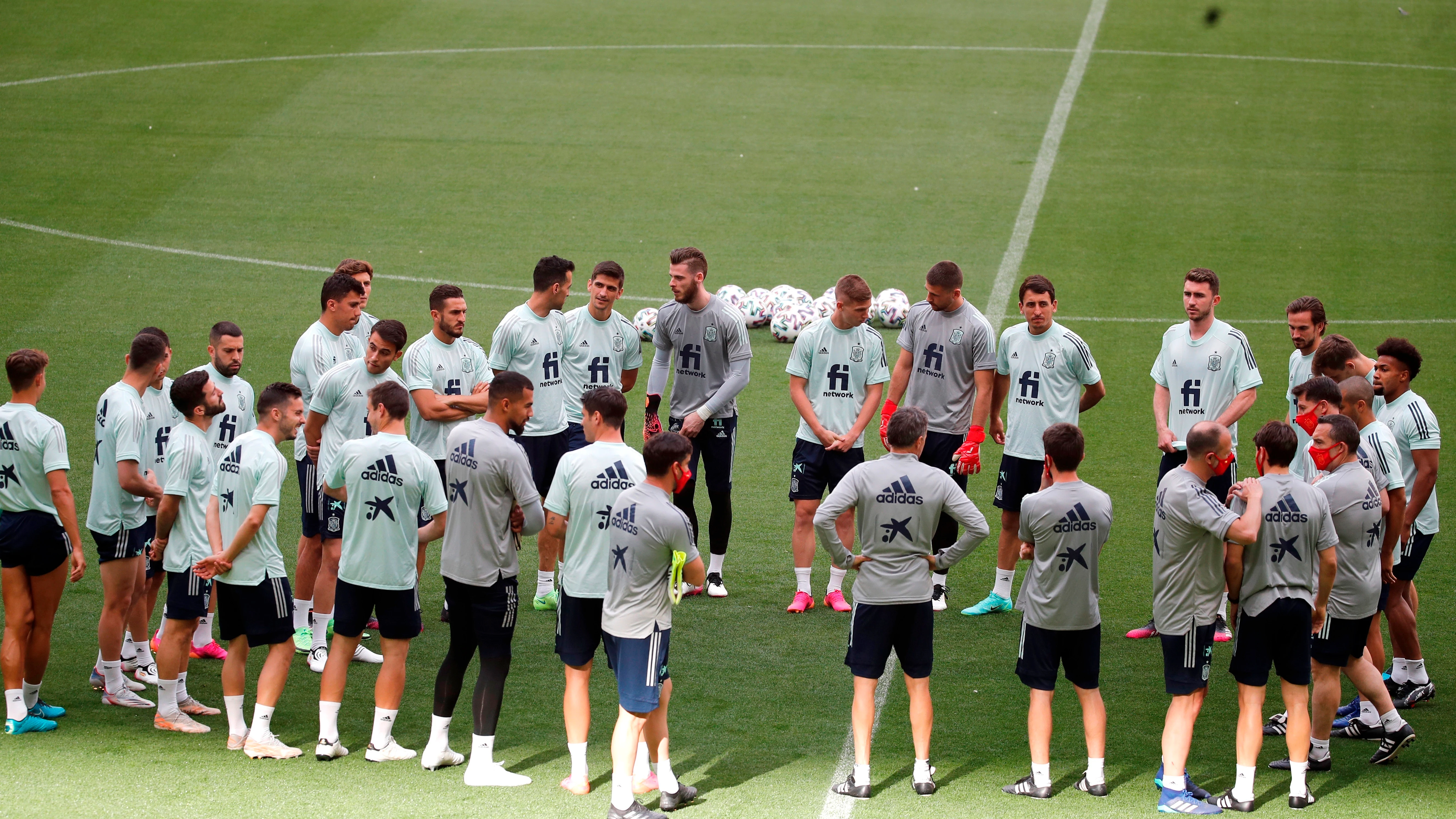 Entrenamiento de la selección española de fútbol.