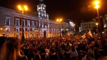 Concentración en la madrileña Puerta del Sol para condenar los últimos casos de violencia machista.