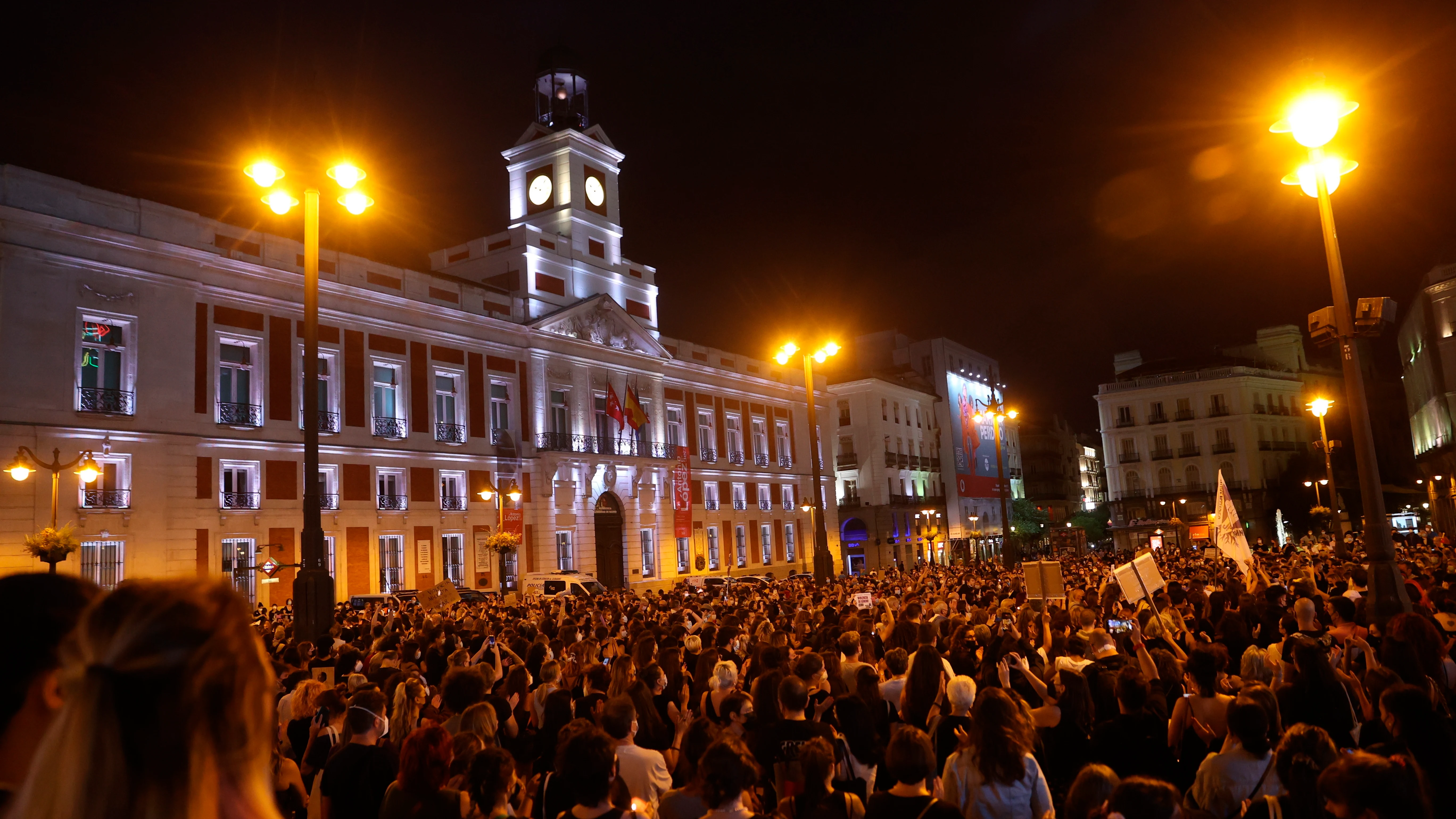 Concentración en la madrileña Puerta del Sol para condenar los últimos casos de violencia machista.