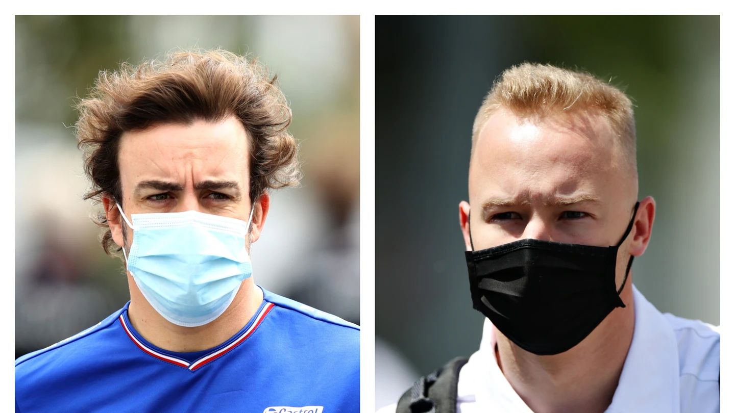 Fernando Alonso y Nikita Mazepin Fernando Alonso y Nikita Mazepin