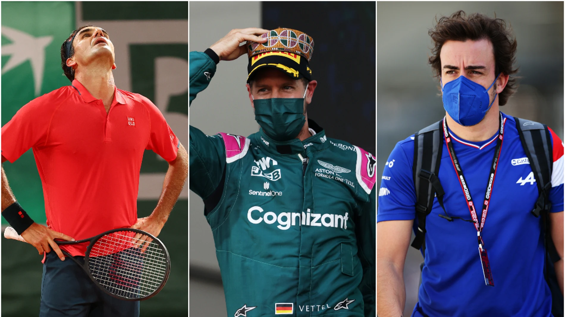 Roger Federer, Sebastian Vettel y Fernando Alonso