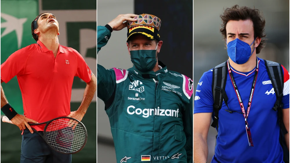 Roger Federer, Sebastian Vettel y Fernando Alonso