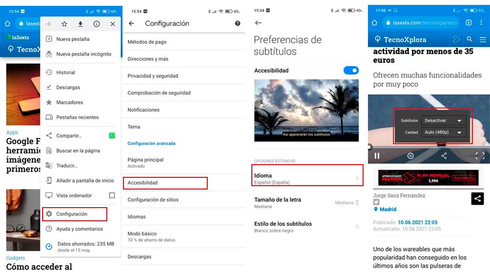 Activando los subtítulos en Chrome para Android