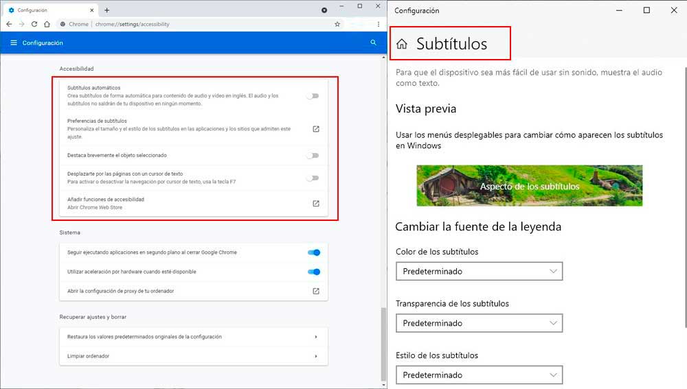 Activando los subtítulos en la versión escritorio