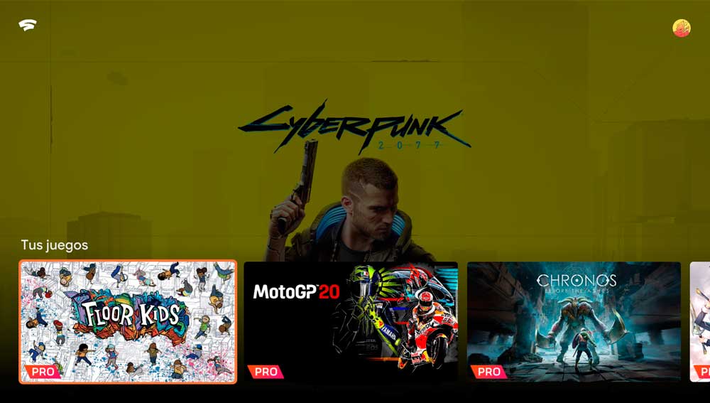 Jugando a Stadia sin Chromecast Ultra