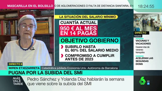 Miren Etxezarreta explica por qué subir el salario mínimo ayudaría a la recuperación económica tras el COVID Miren Etxezarreta explica por qué subir el salario mínimo ayudaría a la recuperación económica tras el COVID