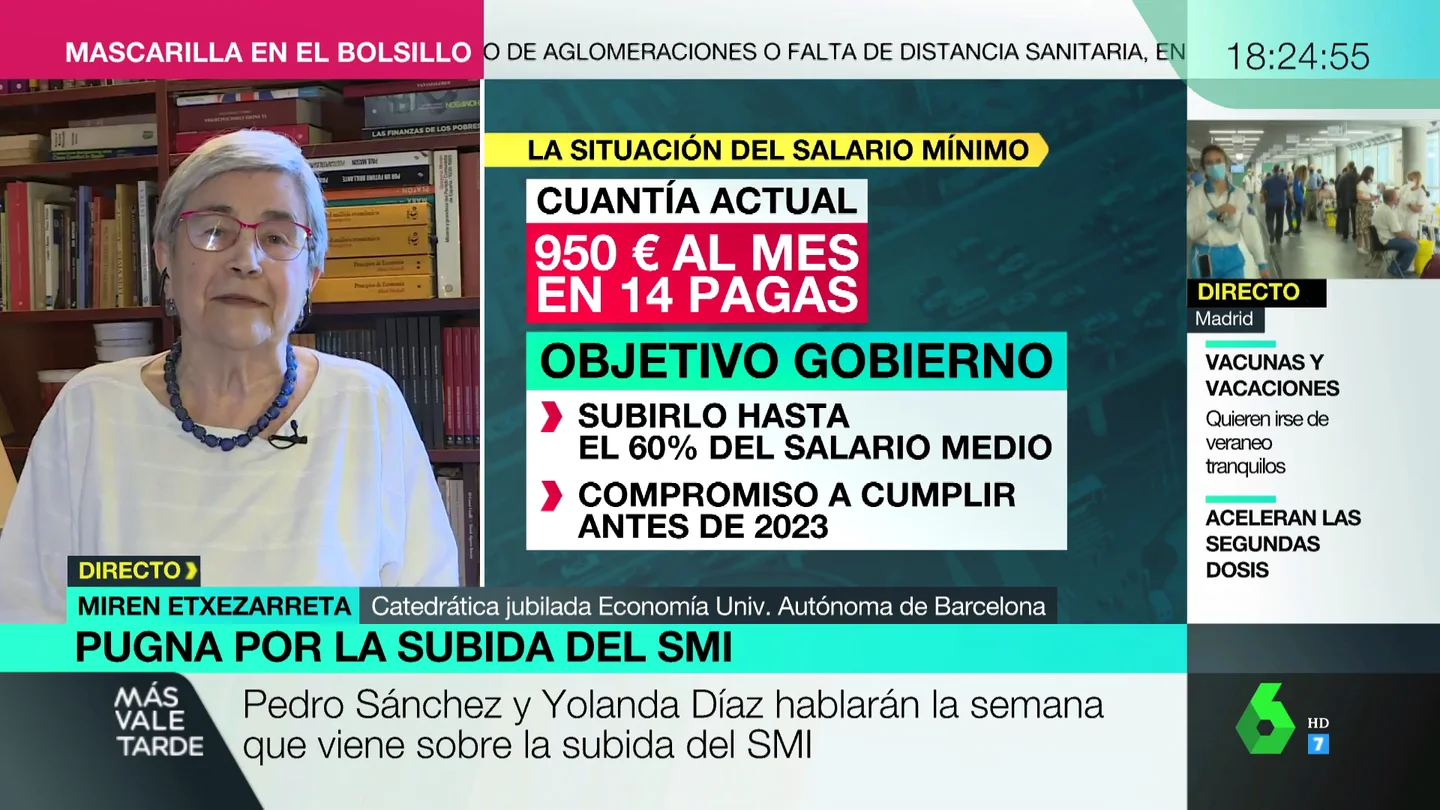 Miren Etxezarreta explica por qué subir el salario mínimo ayudaría a la recuperación económica tras el COVID Miren Etxezarreta explica por qué subir el salario mínimo ayudaría a la recuperación económica tras el COVID