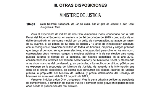 Real Decreto del indulto a Oriol Junqueras Indulto Junqueras