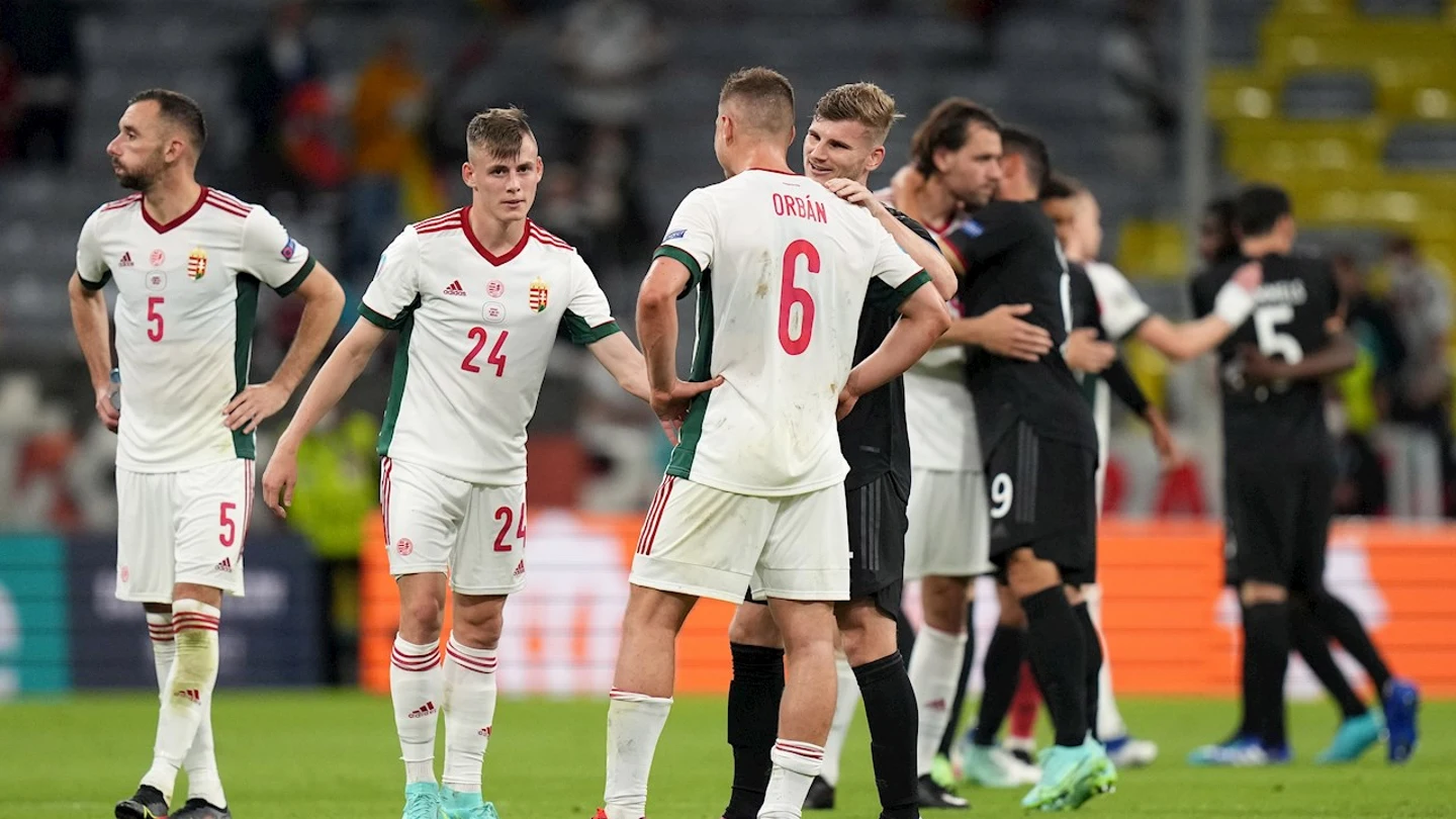 Momento del partido entre Hungría y Alemania Momento del partido entre Hungría y Alemania