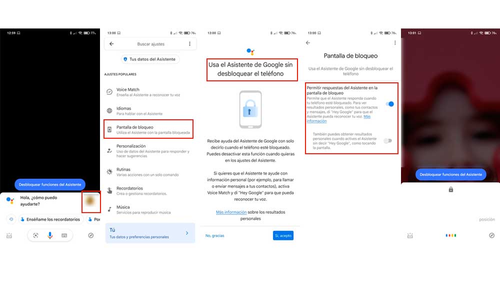 activando el asistente de Google