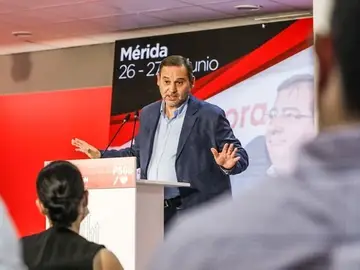 El ministro de Transportes, José Luis Ábalos, en un acto del PSOE en Mérida este sábado.