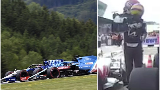 Alonso contra Russell... y su posterior abrazo Alonso contra Russell... y su posterior abrazo