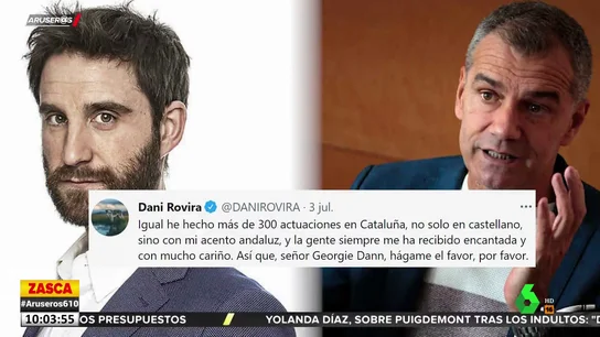 La lección de Dani Rovira a Toni Cantó: "He hecho más de 300 actuaciones en Cataluña con mi acento andaluz" La lección de Dani Rovira a Toni Cantó: "He hecho más de 300 actuaciones en Cataluña con mi acento andaluz"