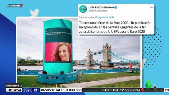 Sonia Monroy se cuela en una fan zone de la UEFA en Londres tras el España-Suiza: "Eres nuestra heroína" Sonia Monroy se cuela en una fan zone de la UEFA en Londres tras el España-Suiza: "Eres nuestra heroína"