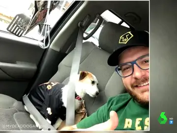 Un joven se hace viral por viajar con su perra disecada desde 2013