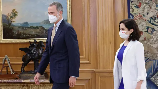 El rey Felipe VI recibe en audiencia este miércoles a la presidenta madrileña, Isabel Díaz Ayuso. El rey Felipe VI recibe en audiencia este miércoles a la presidenta madrileña, Isabel Díaz Ayuso.