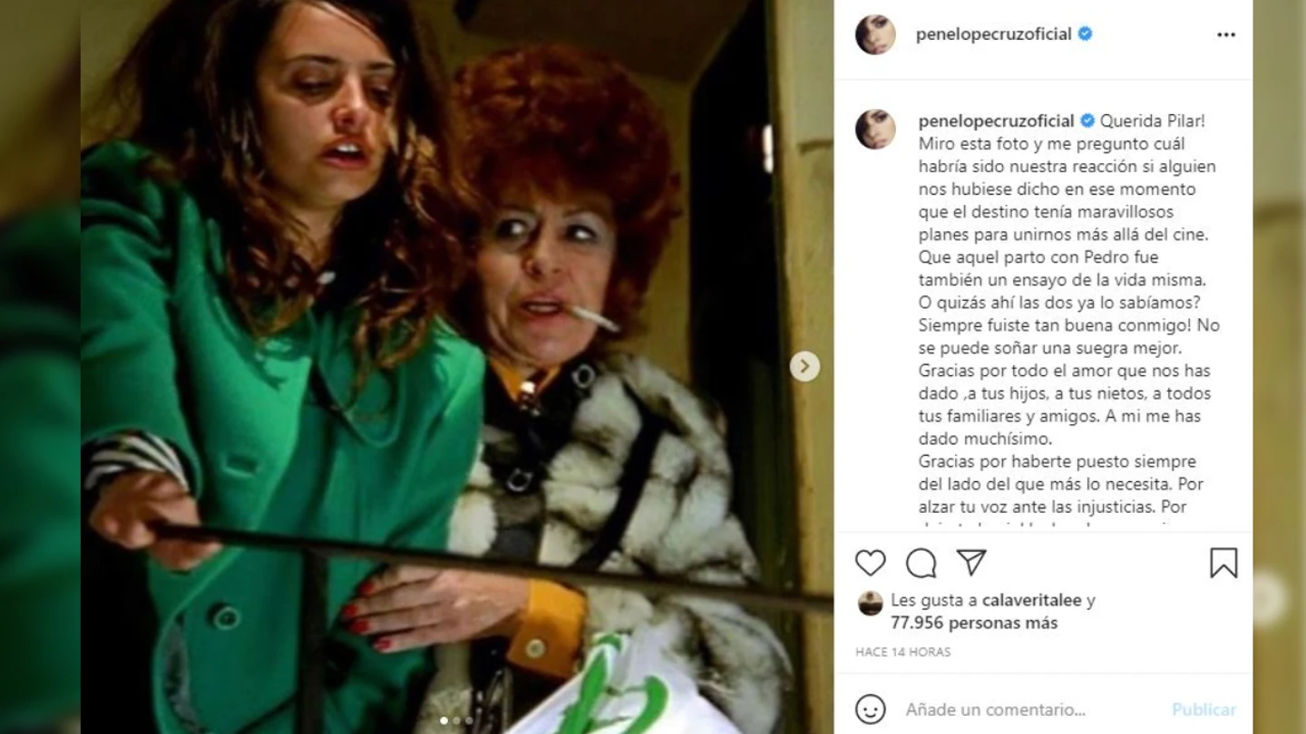 La publicación que ha compartido Penélope Cruz tras el fallecimiento de Pilar Bardem La publicación que ha compartido Penélope Cruz tras el fallecimiento de Pilar Bardem