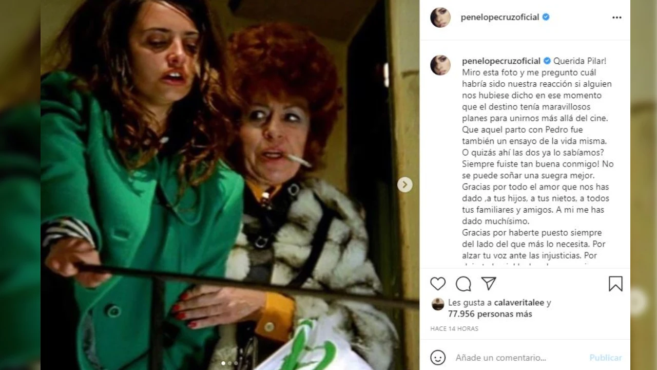 La publicación que ha compartido Penélope Cruz tras el fallecimiento de Pilar Bardem