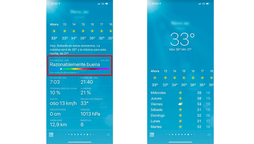 Calidad del aire en iOS