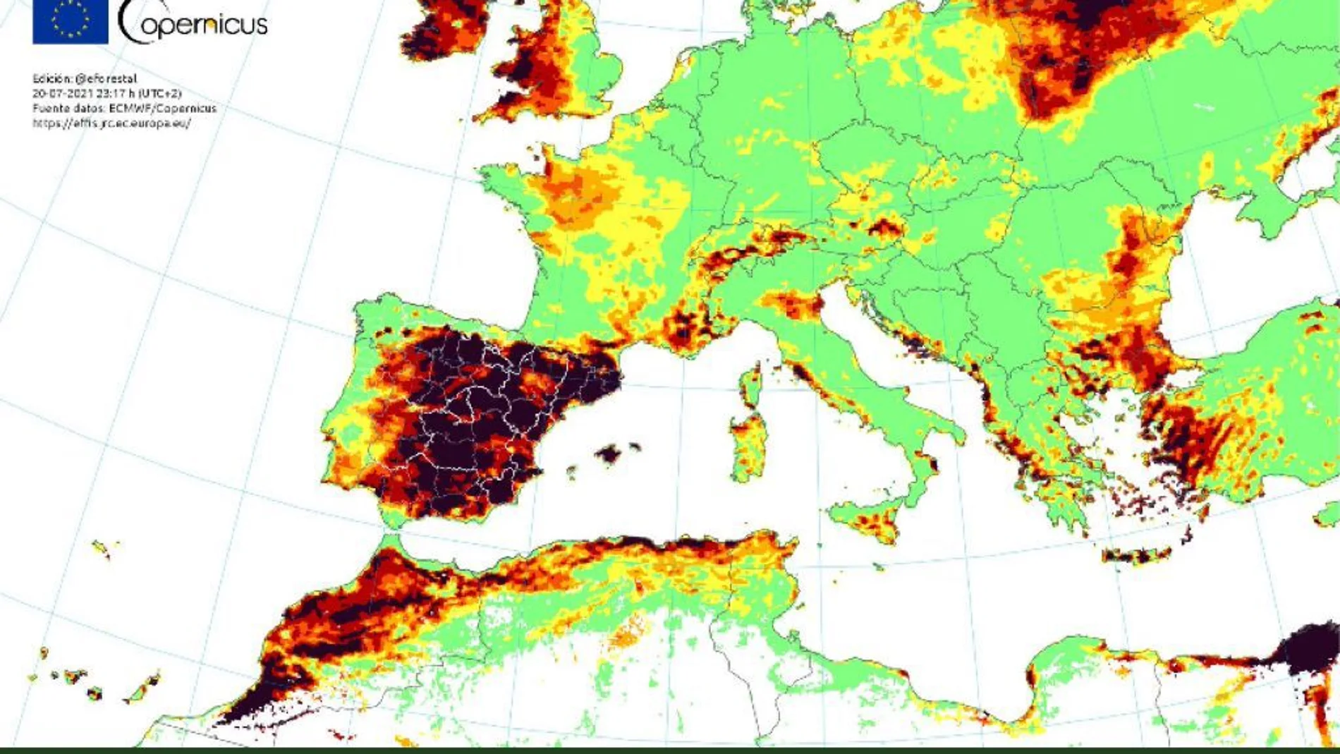 España, en riesgo extremadamente anómalo de incendios