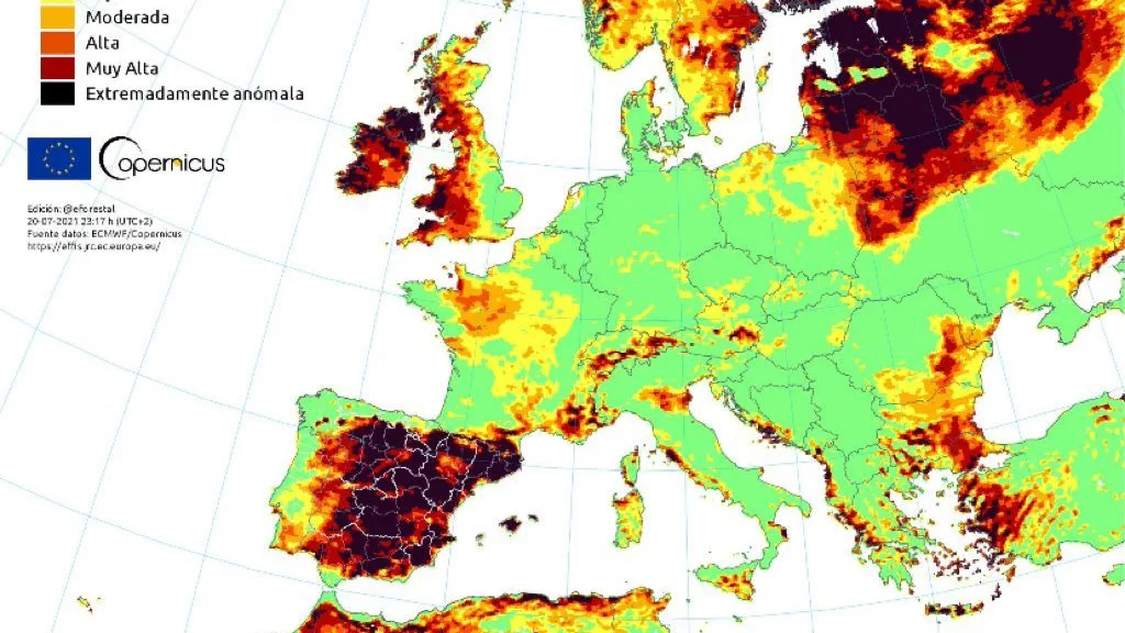 España, en riesgo extremadamente anómalo de incendios