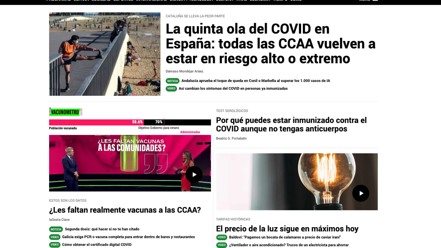 laSexta.com marca su tercer mejor dato en junio laSexta.com marca su tercer mejor dato en junio