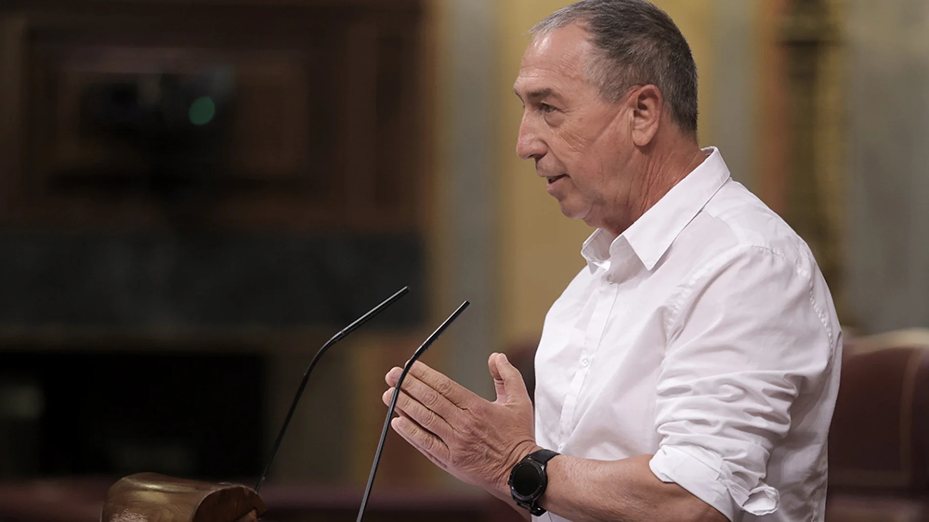 El diputado de Compromís, Joan Baldoví, interviene en una sesión plenaria en el Congreso de los Diputados, a 21 de julio de 2021, en Madrid