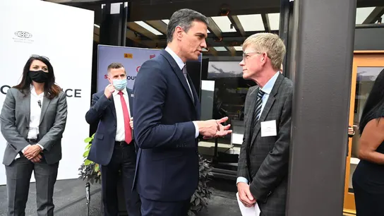 El presidente del Gobierno, Pedro Sánchez, en los estudios de Universal Sánchez Hollywood